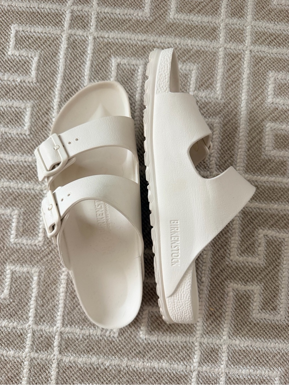 White Rubber Birkenstock Arizona Sandals - Picture 2 of 4
